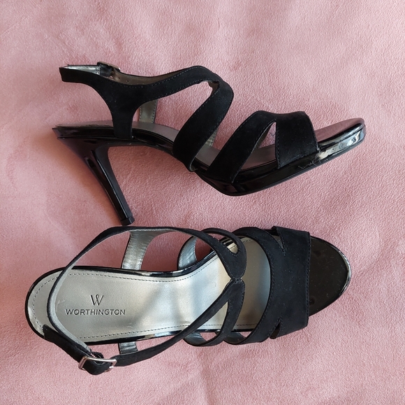 Worthington Black Strappy Heels Size 10 - Picture 1 of 3